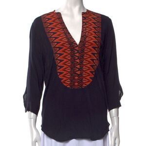 SANDRO Printed Silk Blouse Size M